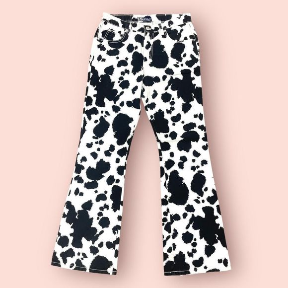 vintage Denim - vintage 1990s cow print flare jeans